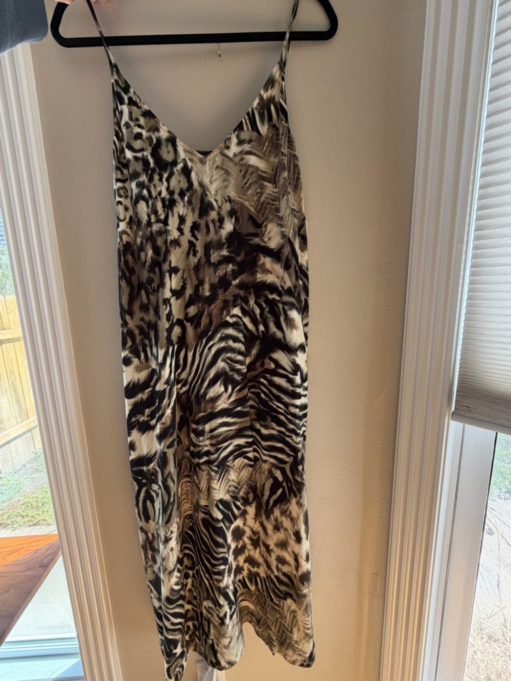 NWT Karen Kane Desert Sage Side Slit Midi Dress M Animal Print V-Neck Slip
